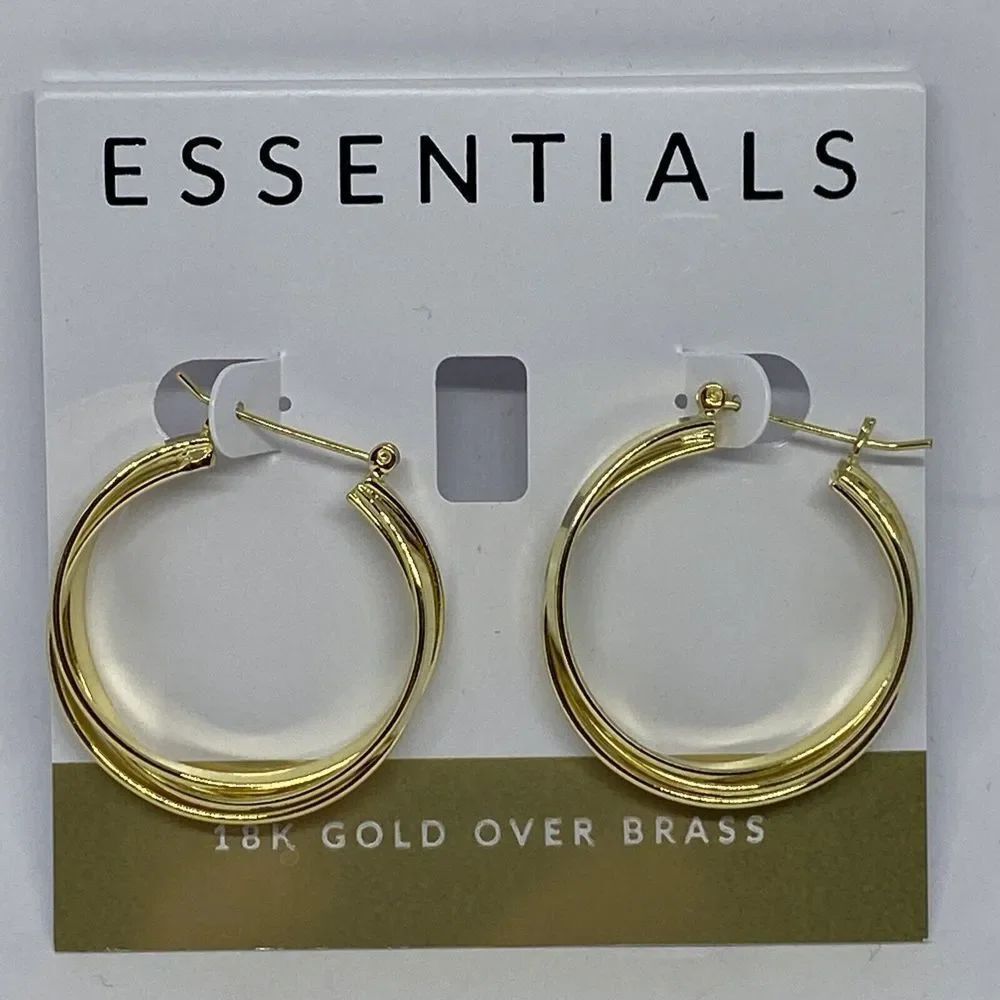 Essentials Multi-Ring Medium Hoop Earrings 18k Gold Over Brass MSRP $50 CP715